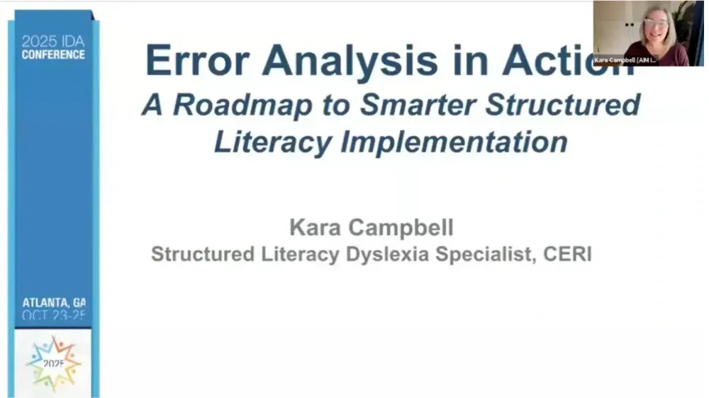 Preview of video titled "Error Analysis in Action: A Roadmap to Smarter Structured Literacy Implementation with Kara Campbell."