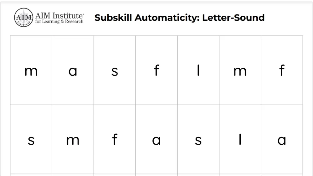 Two rows of letters display 'm', 'a', 's', 'f', 'l'.