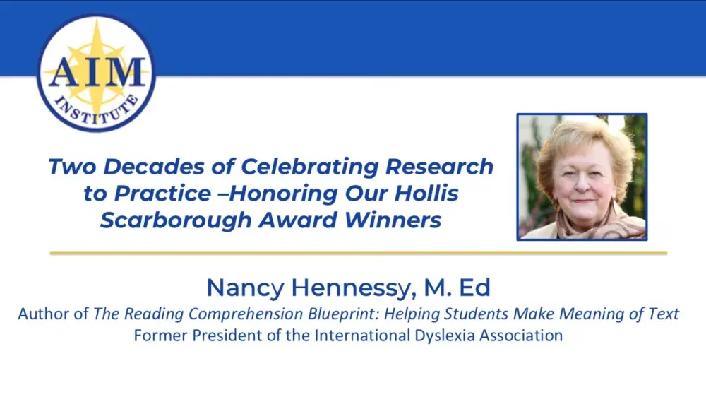 Preview of video titled "Two Decades of Celebrating Research to Practice: Honoring our Hollis Scarborough Award Winners with Nancy Hennessy."