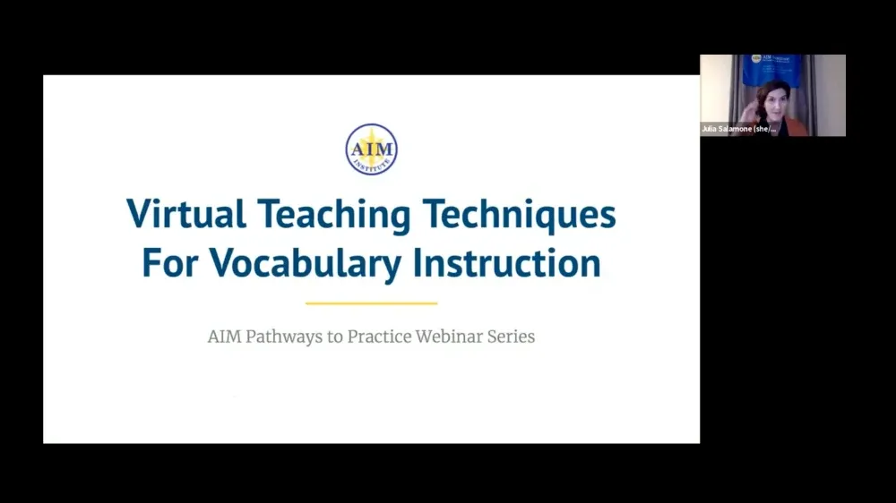 Preview of video titled "Virtual Teaching Techniques for Vocabulary Instruction with Julia Salamone."