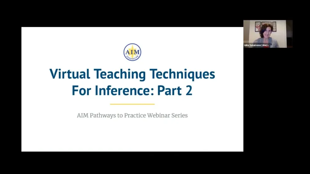 Preview of video titled "" Virtual Teaching Techniques on Inference (Part 2) with Julia Salamone.""